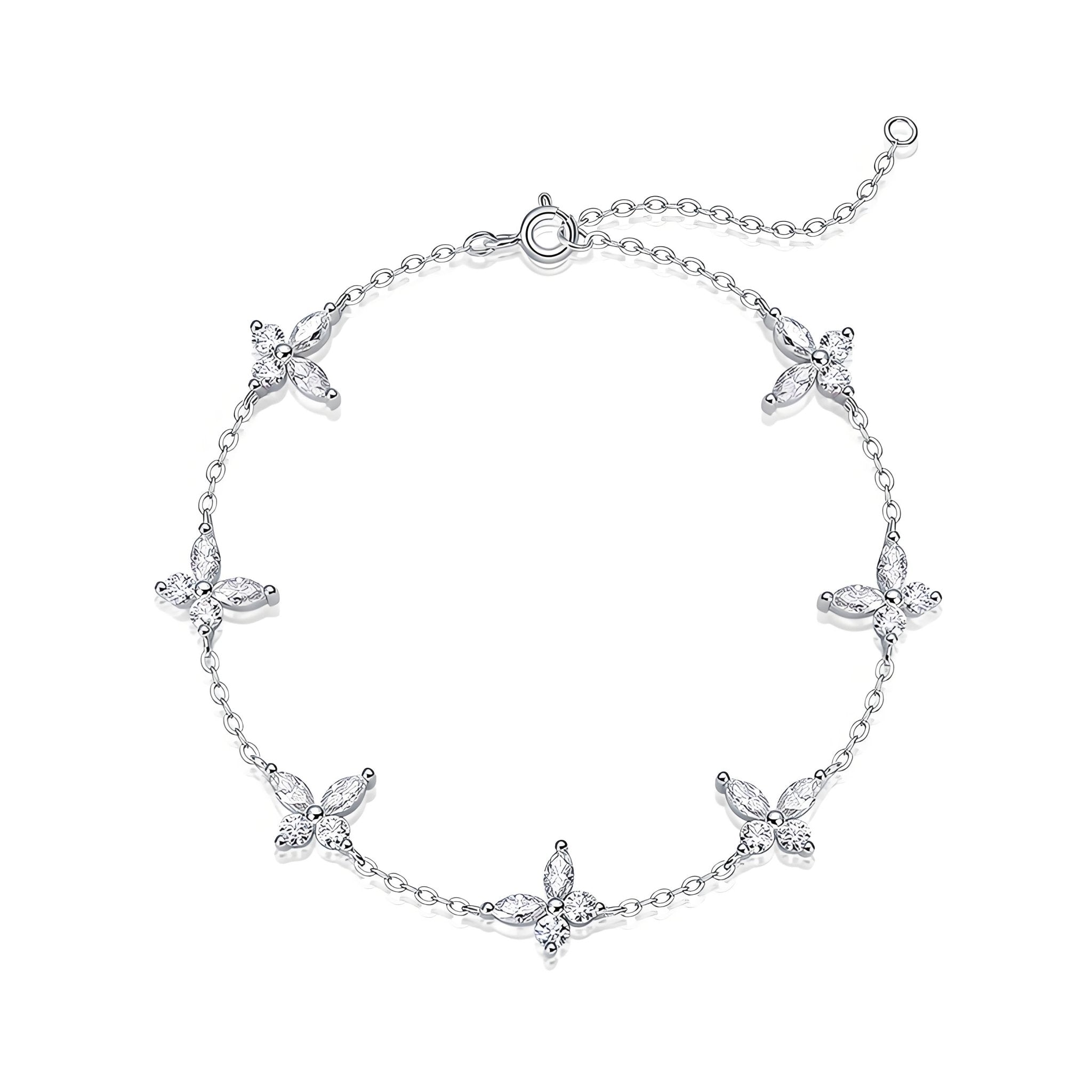 Moissanite Station Bracelet of Butterfly with Spring Ring Clasp - La Pretti
